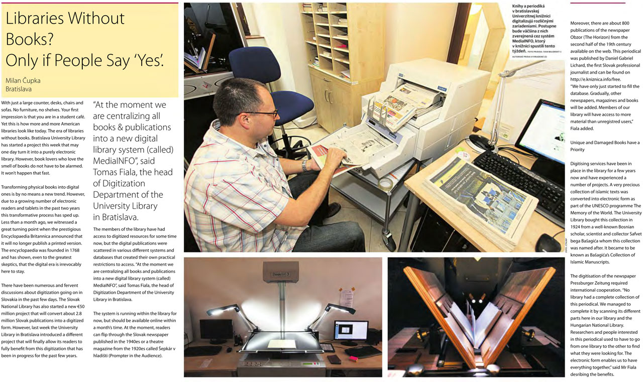 Article about digitization in Slovakia in Pravda newspapers
