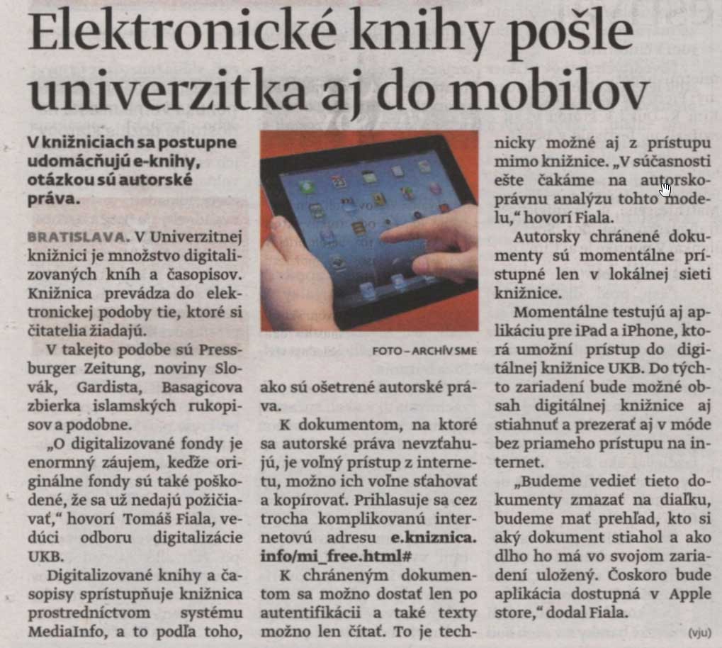 The article in Slovak periodical SME.sk