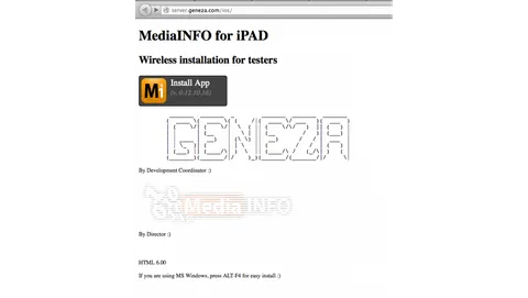 MediaINFO iOS mobile webapge fun